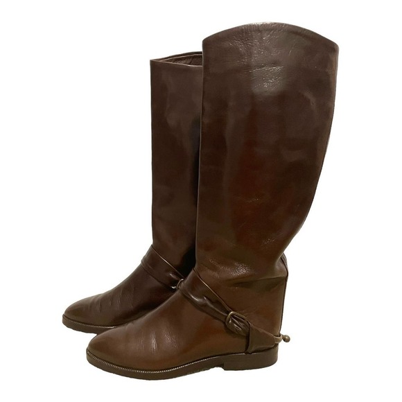 INGA Equestrian Tall Brown Leather Boots | Size 37 (US 6.5) - Picture 4 of 11